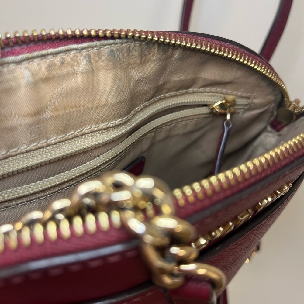 Michael Kors Cindy Saffiano Leather Crossbody Bag Burgundy - Picture 13 of 14